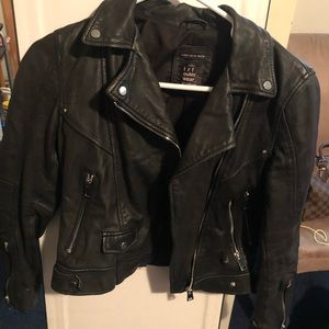 Black leather jacket zara xs